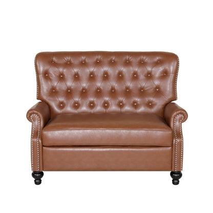 Oversize Faux Leather Recliner Chair - Light Brown