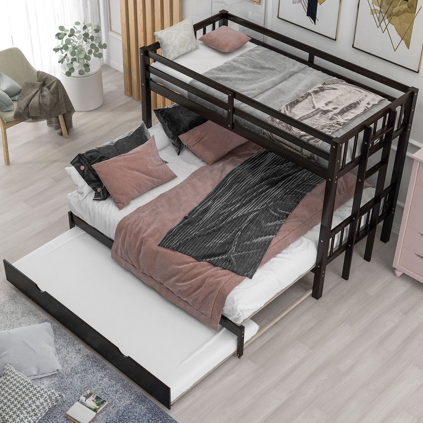 Twin Over Pull-Out Bunk Bed With Trundle