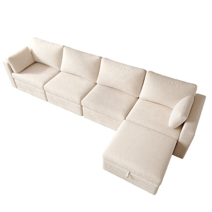 Modern Velvet Modular Sectional Sofa, Convertible Sofa Set With Pillows, Oversized Sectional Couches With Storage Ottomans For Living Room, Loft, Apartment, Office