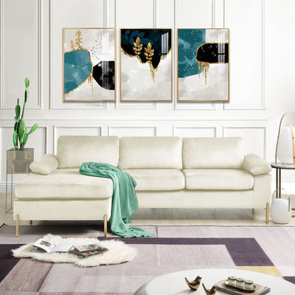 Shannon - Velvet Sectional Sofa With Chaise - Beige