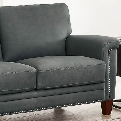 Sherwood - Leather Loveseat - Charcoal Gray