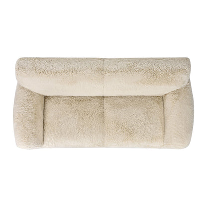 Summit - Faux Sheepskin Overstuffed Sofa - Cream Beige