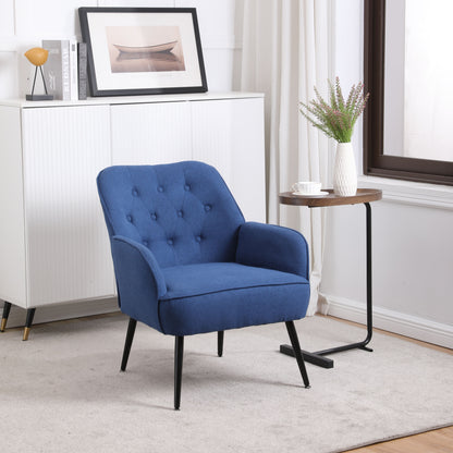 Modern Mid-Century Chair Linen Sherpa Armchair