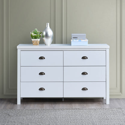 Safari - 6 Drawer Master Dresser With Interlock Drawer Feature Drawer Slide And Interlock Pre-Assembly, Wide Dressers For Bedroom 6 Deep Drawers For Closet Organizer - Classic White