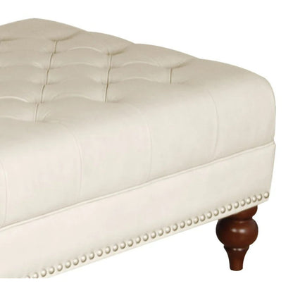 Aliso - Leather Ottoman - Cream White