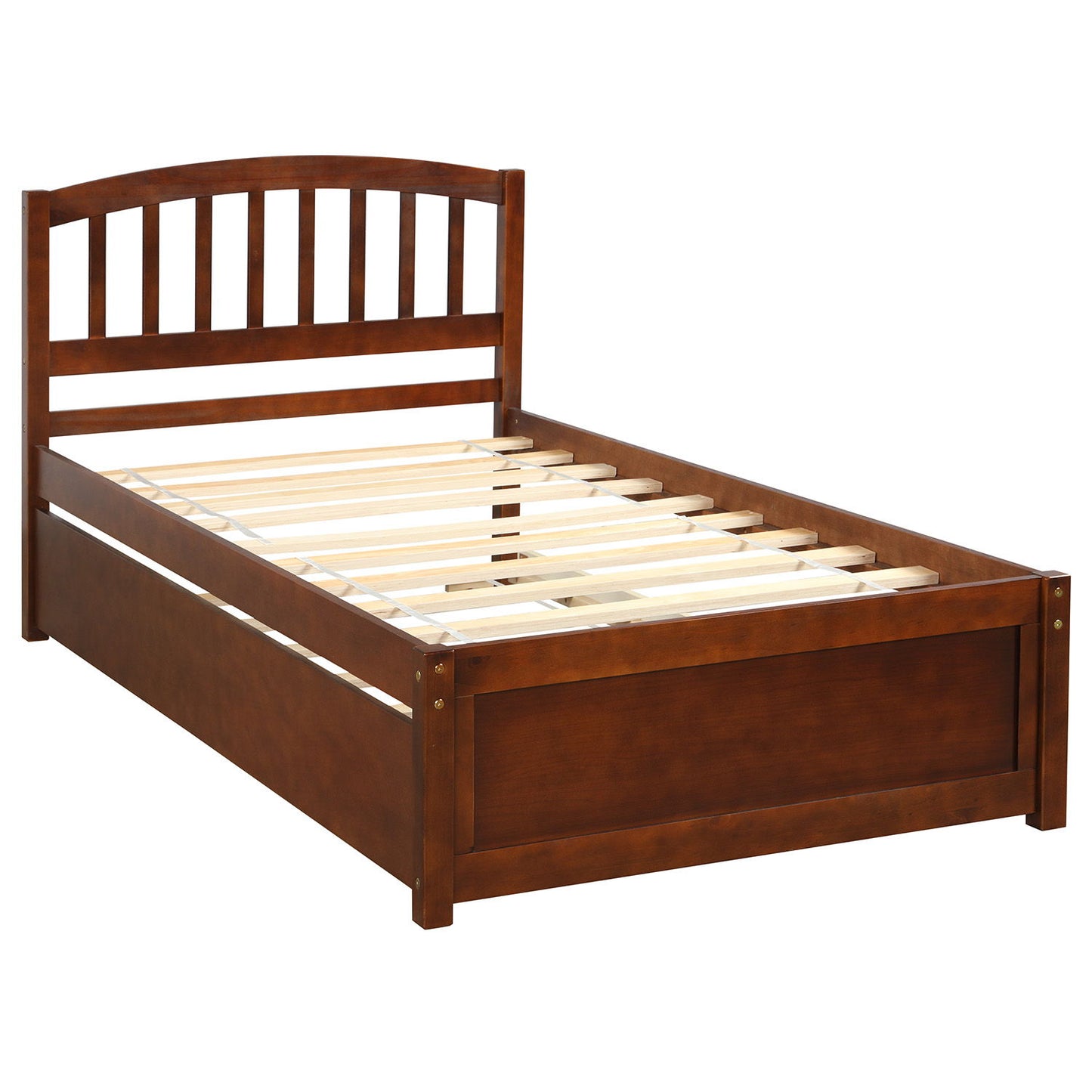 Twin Size Platform Bed Wood Bed Frame With Trundle