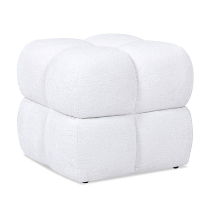 Pixel - Oversized Square Tufted Pouf Ottoman - Almond White