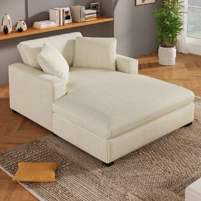 Oversized Chaise, Lounge Chair Classic Design, Soft Fabric, Durable Frame With Solid Wood Legs