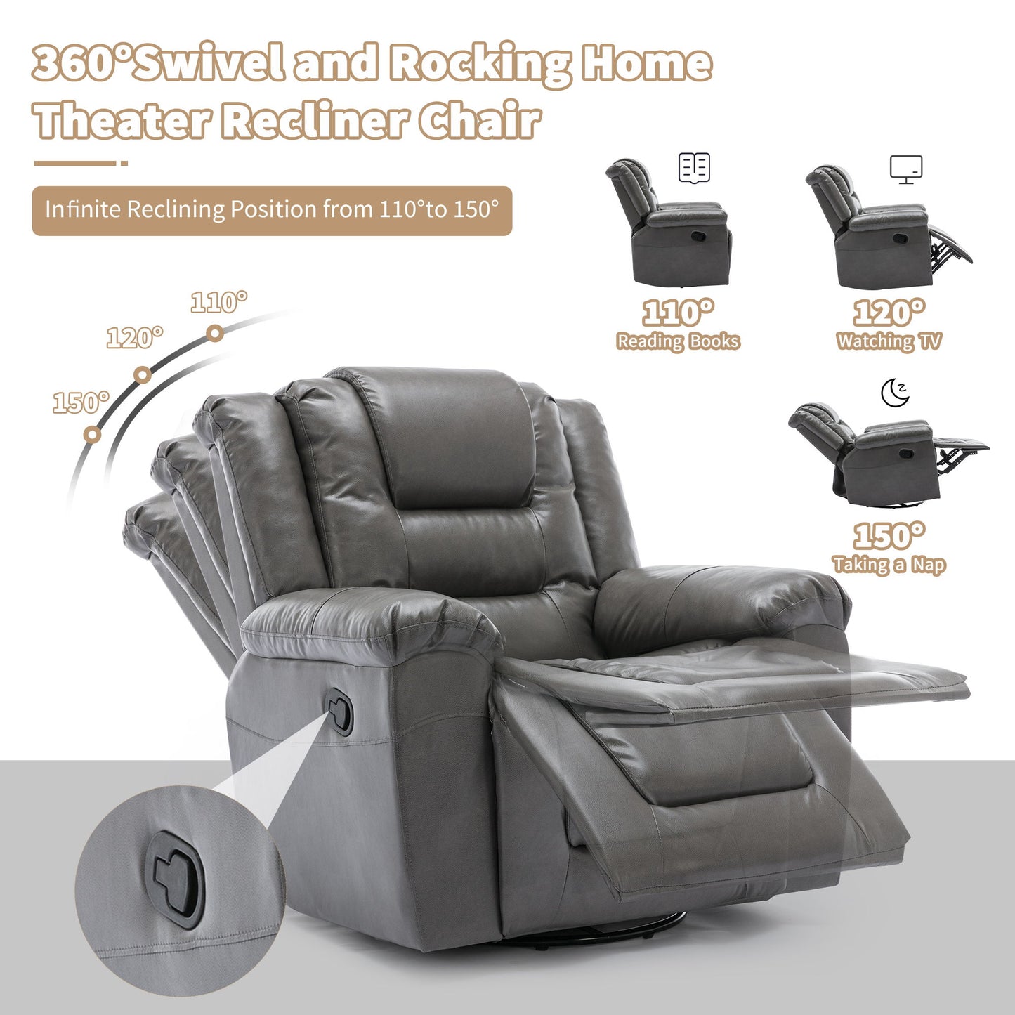 2 Seater Home Theater Recliner Manual Recliner Chair With A Storage Box And Two Cup Holders For Living Room