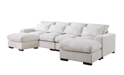 Tatman - Linen Blend Sectional With 2 Ottomans