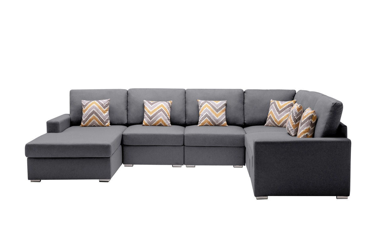 Nolan - Fabric 6 Piece Sectional Sofa With Pillows And Interchangeable Legs