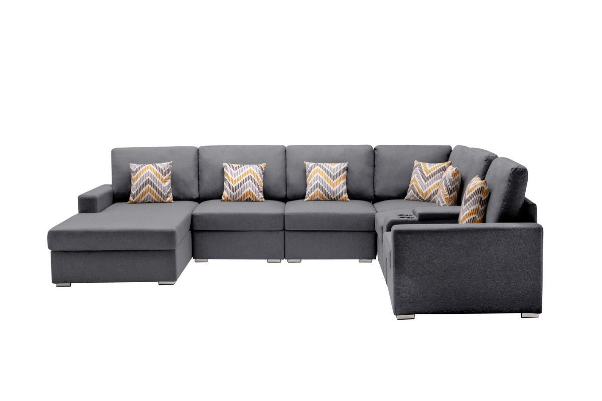 Nolan - 7 Piece Sectional Sofa With Pillows And Interchangeable Legs