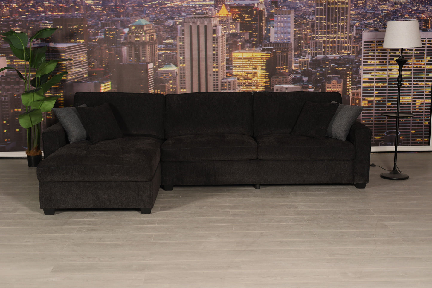 Polaris - Fabric Wide Reversible Sectional Sofa - Black