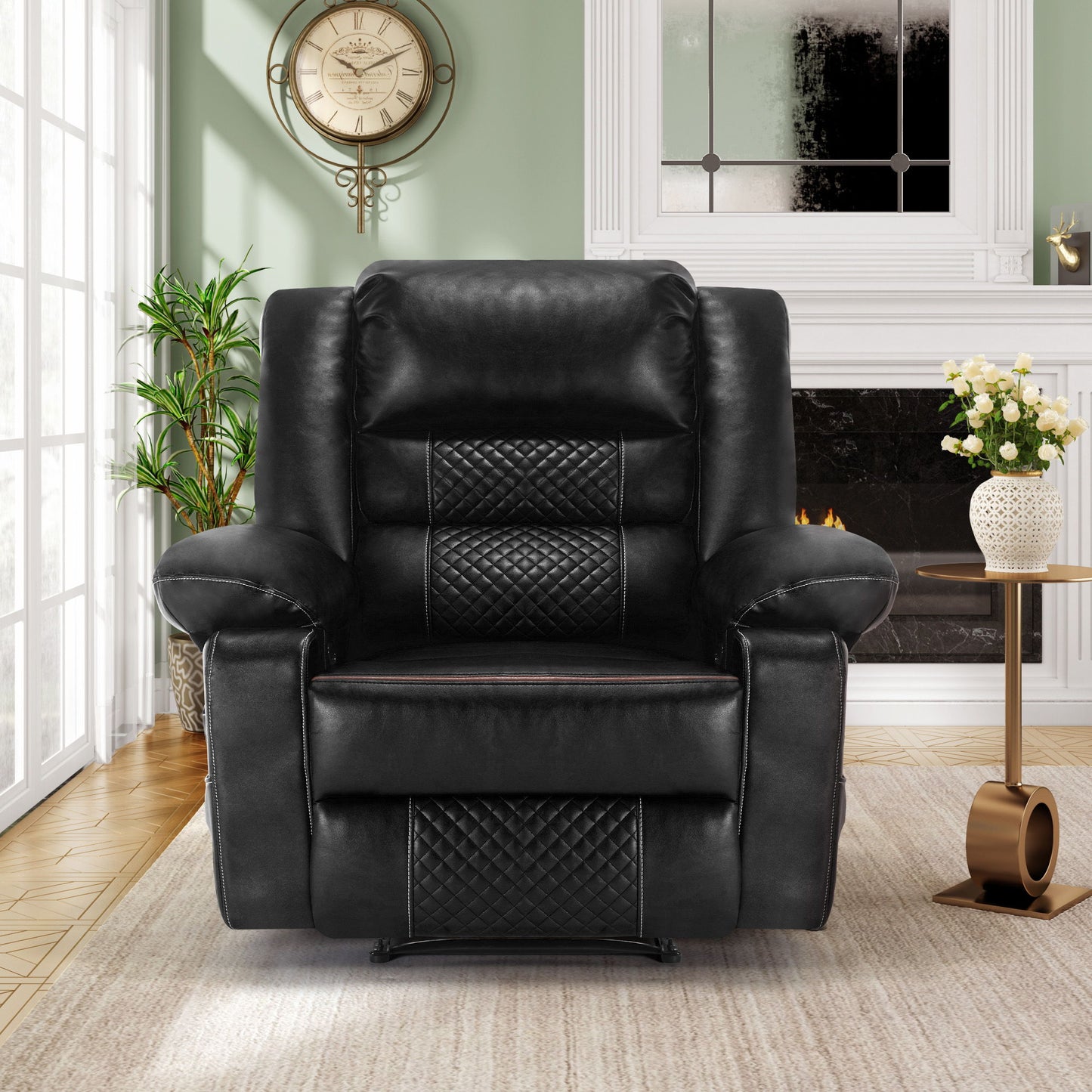 Breathable Leather Massage Recliner Chair Manual Living Room Reclining Sofa