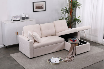 Lambswool - Pull Out Sleeper Sectional Sofa With Storage Chaise