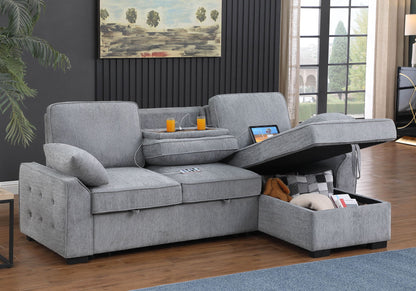 Mackenzie - Chenille Fabric Sleeper Sectional With Right-Facing Storage Chaise