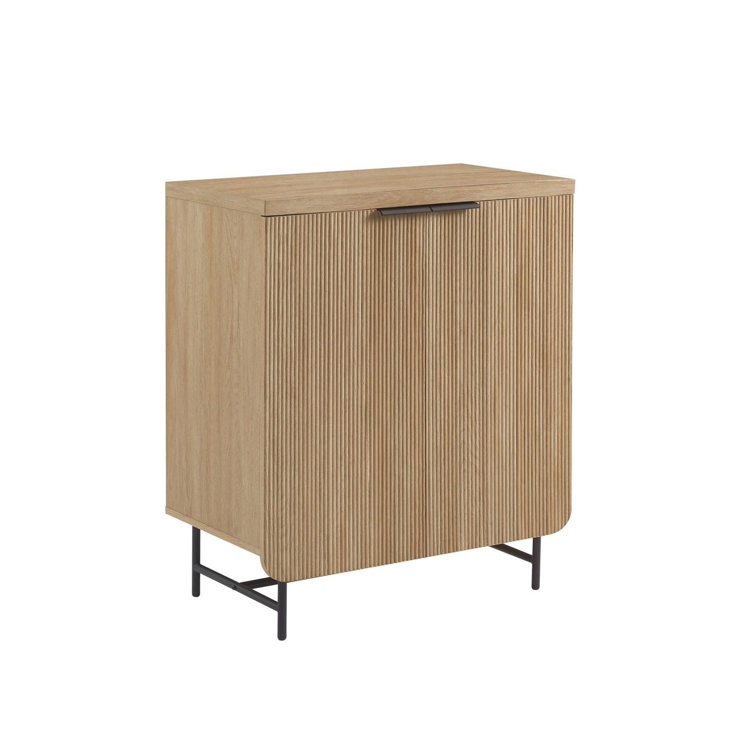 Modern Scandi Fluted Door Storage Console - Coastal Oak