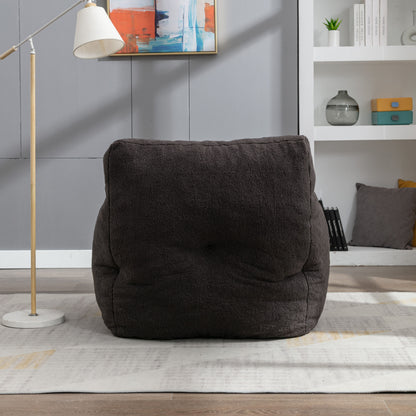 Soft Teddy Fabric Tufted Foam Bean Bag Chair With Teddy Fabric