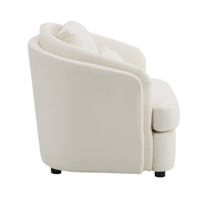 Mariko - Linen Chair With 1 Toss Pillow - Beige