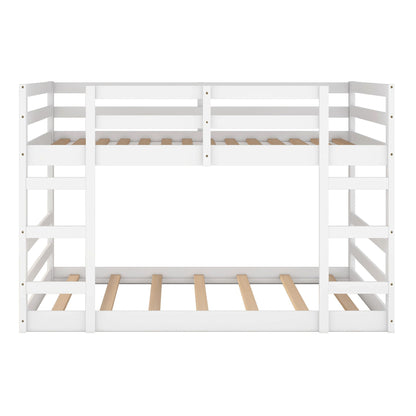 Full Over Full Bunk Bed With Ladder - White