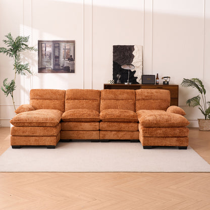 U-Shaped Profile Sofa, Including Two Single Seats And Two Chaise, Modular Sofa, Chenille Sofa