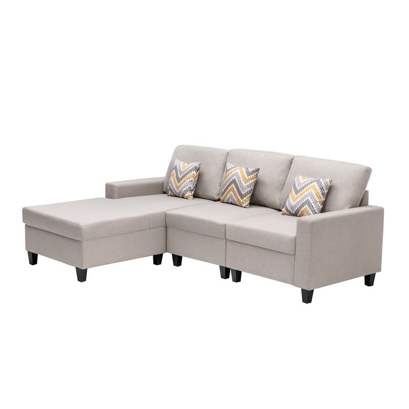 Nolan - Fabric 3 Piece Reversible Sectional Sofa