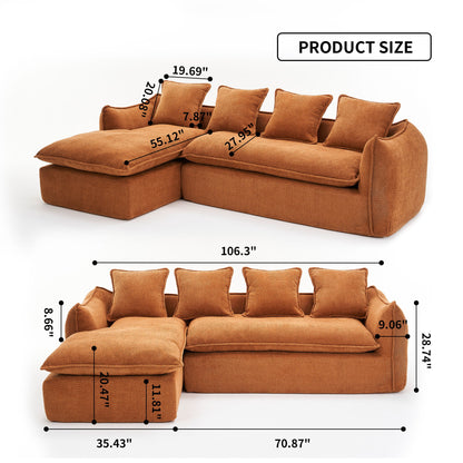 Sofa Deep Seat Sofa 3 Seater For Living Room Oversized Comfy Sofa L - Shape Sofa Couch With Chaise Home Furniture Sleeper Sectional Sofa For Apartment, Office Left Hand Facing