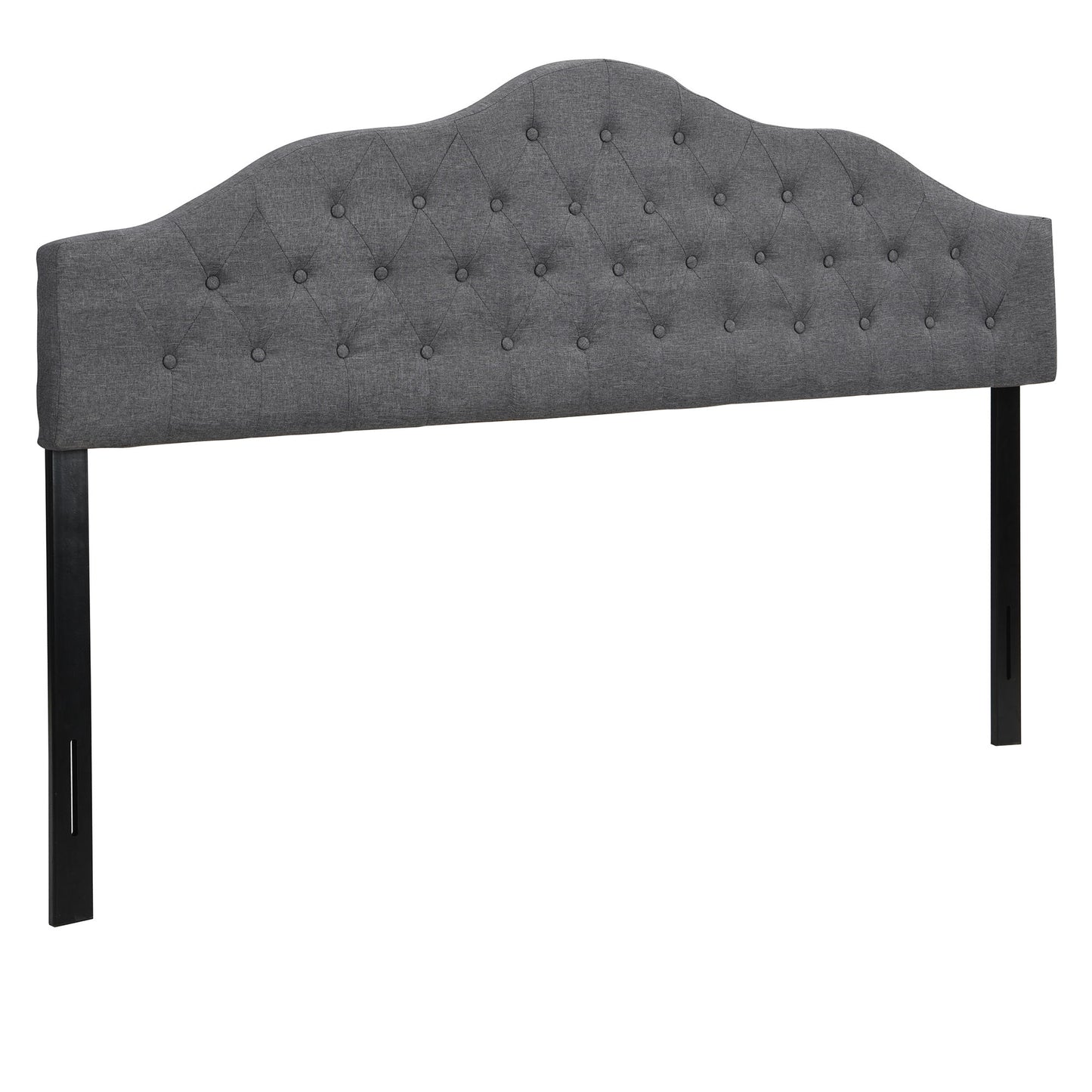 King Bed Upholstered Adjustable Height Headboards, Modern With Buttons - Gray