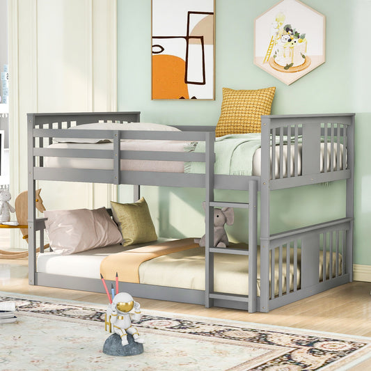 Full Over Full Bunk Bed With Ladder - Gray