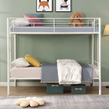 Twin Over Twin Metal Bunk Bed - White