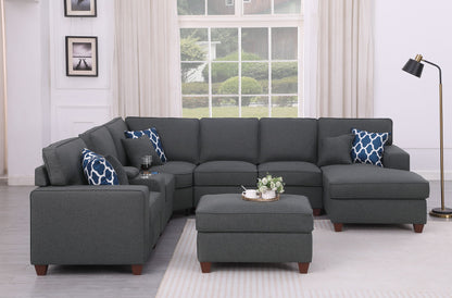 Tina - 8 Piece Upholstered Sectional With Ottoman