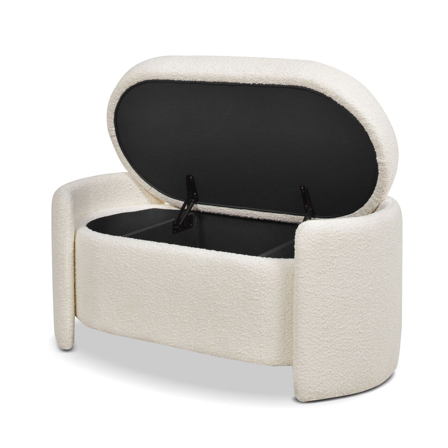 Fuji - Oval Storage Bench, Upholstered - Ivory White