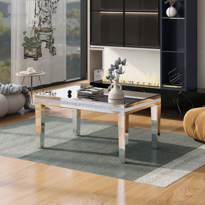 Fashionable Modern Glass MirroredTable With Crystal Design And Adjustable Height Legs