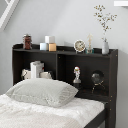 Twin Bed With Bookcase, Twin Trundle, Drawers - Espresso