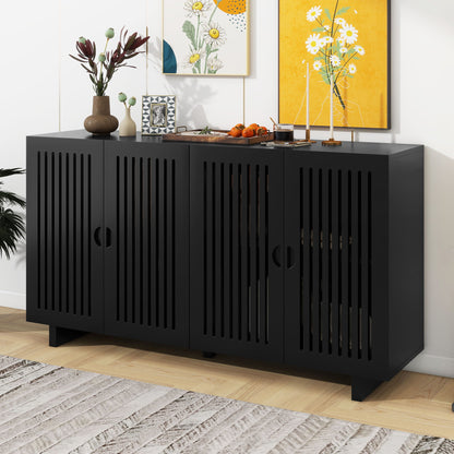 Modern Style Sideboard With Superior Storage Space, Hollow Door Design And 2 Adjustable Shelves For Living Room And Dining Room