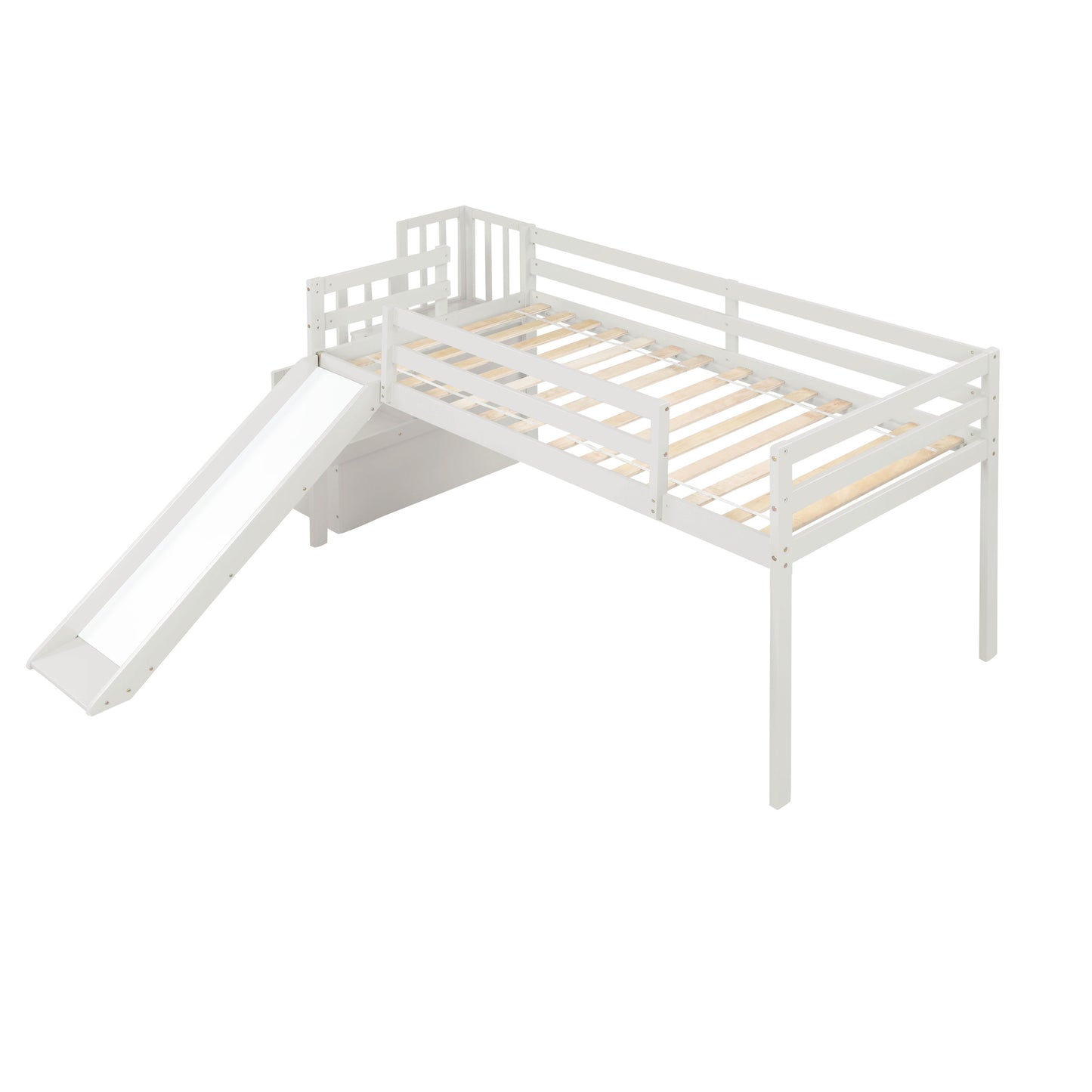 Loft Bed With Staircase, Storage, Slide, Full-Length Safety Guardrails, No Box Spring Needed