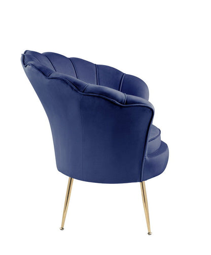 Angelina - Velvet Scalloped Back Barrel Accent Chair With Metal Legs