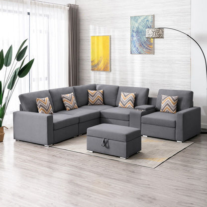 Nolan - 7 Piece Sectional Sofa With Pillows And Interchangeable Legs