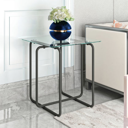 Modern Tempered Glass Coffee Table End Table Side Table For Living Room, Bedroom