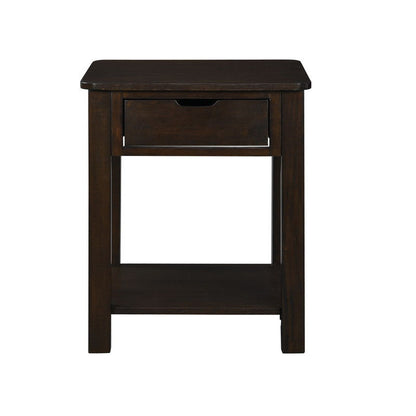 Flora - 20" MDF End Table With Drawer - Dark Brown