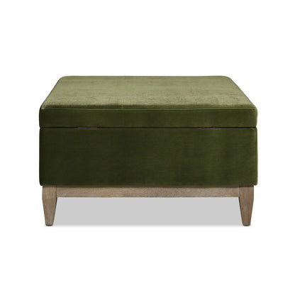 Knox - Square Storage Cocktail Ottoman - Olive Green