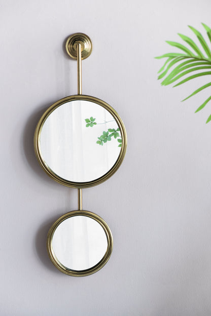 2 Circle Mirrors For Wall Decor, Unique Contemporary Wall Mirror For Living Room Bedroom Entryway - Gold