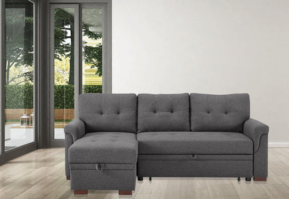 Destiny - Linen Reversible Sleeper Sectional Sofa With Storage Chaise