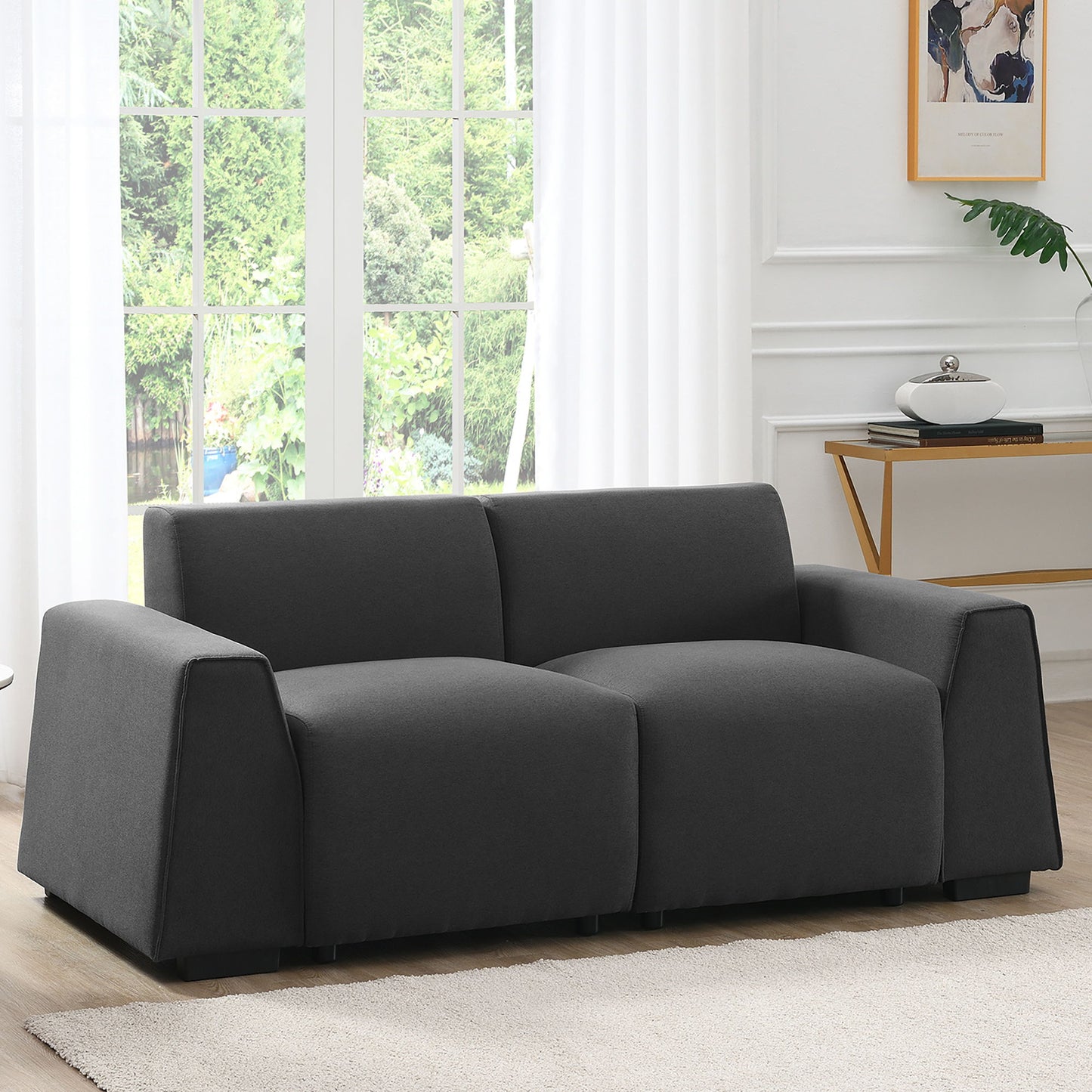 Modern Linen Sofa, Stylish And Minimalist 2-3 Seat Couch, Easy To Install, Exquisite Loveseat With Wide Armrests For Living Room