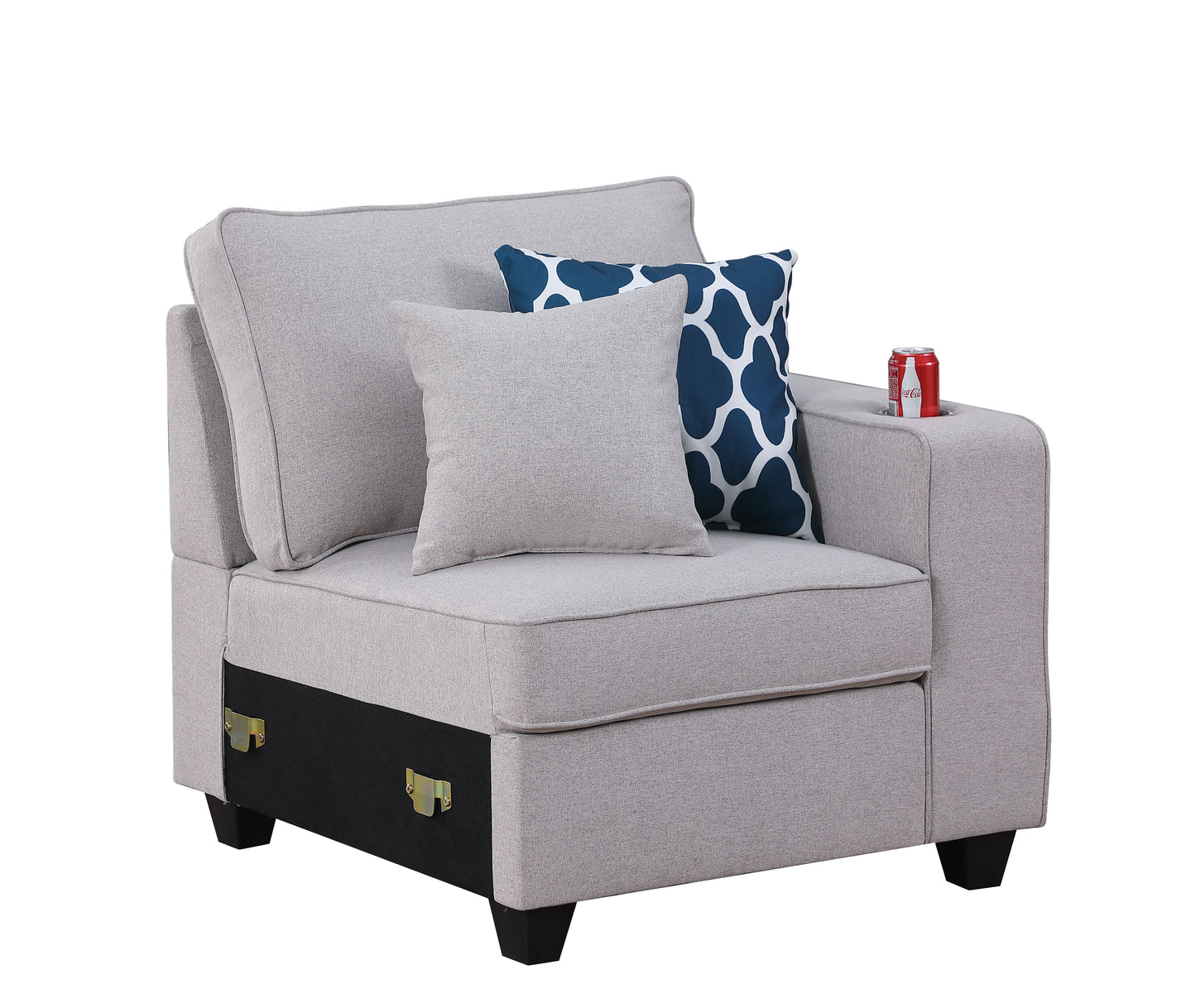 Cooper - Linen Loveseat With Cupholder - Light Gray