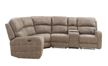 Olwen - Nubuck Power Recliner Sectional Sofa With USB Port - Mocha