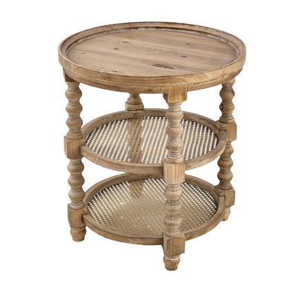 Round 3 Tiered Side Tabel, Natural End Tabel For Lving Room Bedroom Entryway - Brown