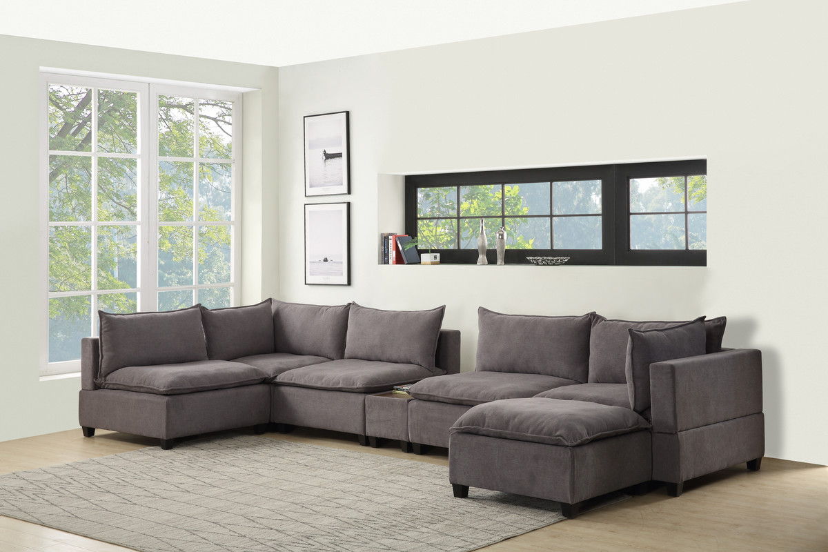 Madison - 7 Piece Modular Sectional Sofa With USB Storage Console Table