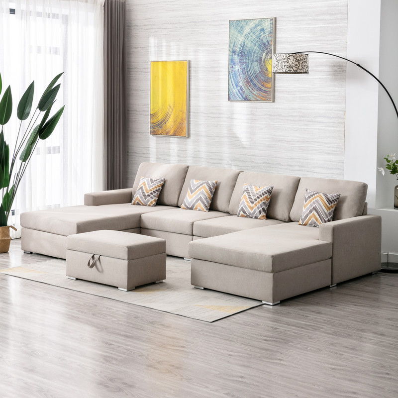 Nolan - Fabric 5 Piece Sectional Sofa With Interchangeable Legs