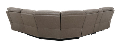 Kantu - Synthetic Leather Motion Sectional Sofa - Brown